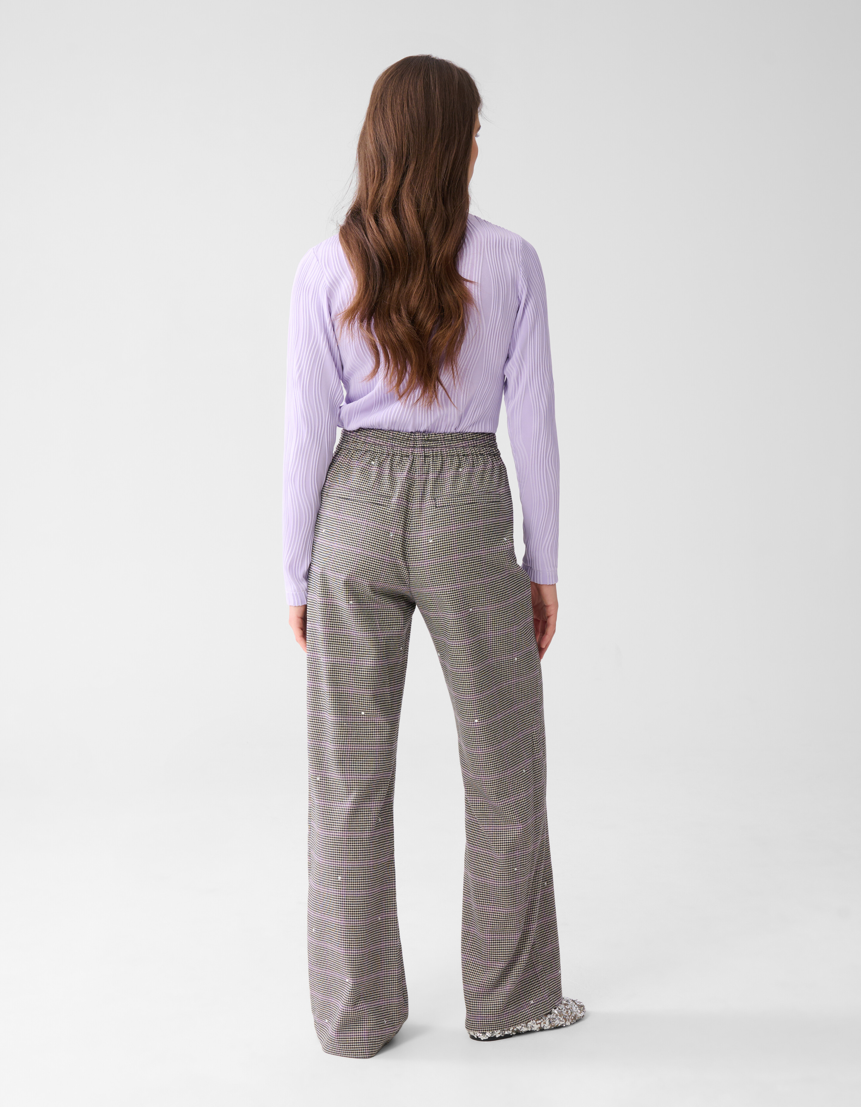 Karierte Hose mit weitem Bein Grau SHOEBY WOMEN