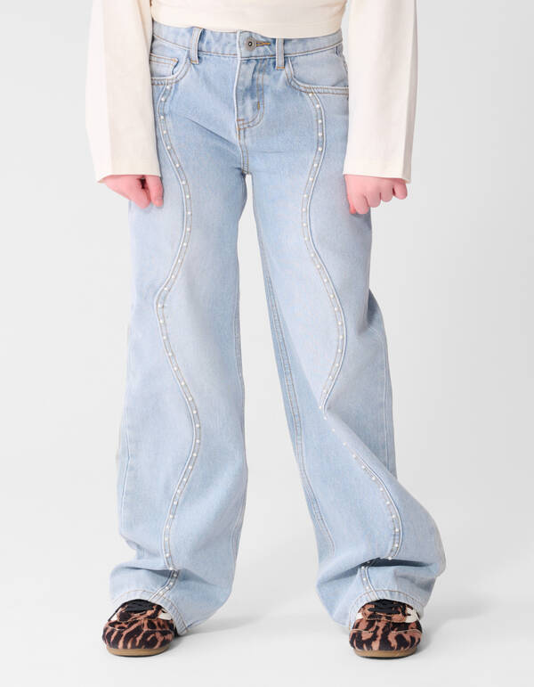 Ultra-weite, gewellte Jeans mit Perlenmuster, gebl SHOEBY GIRLS