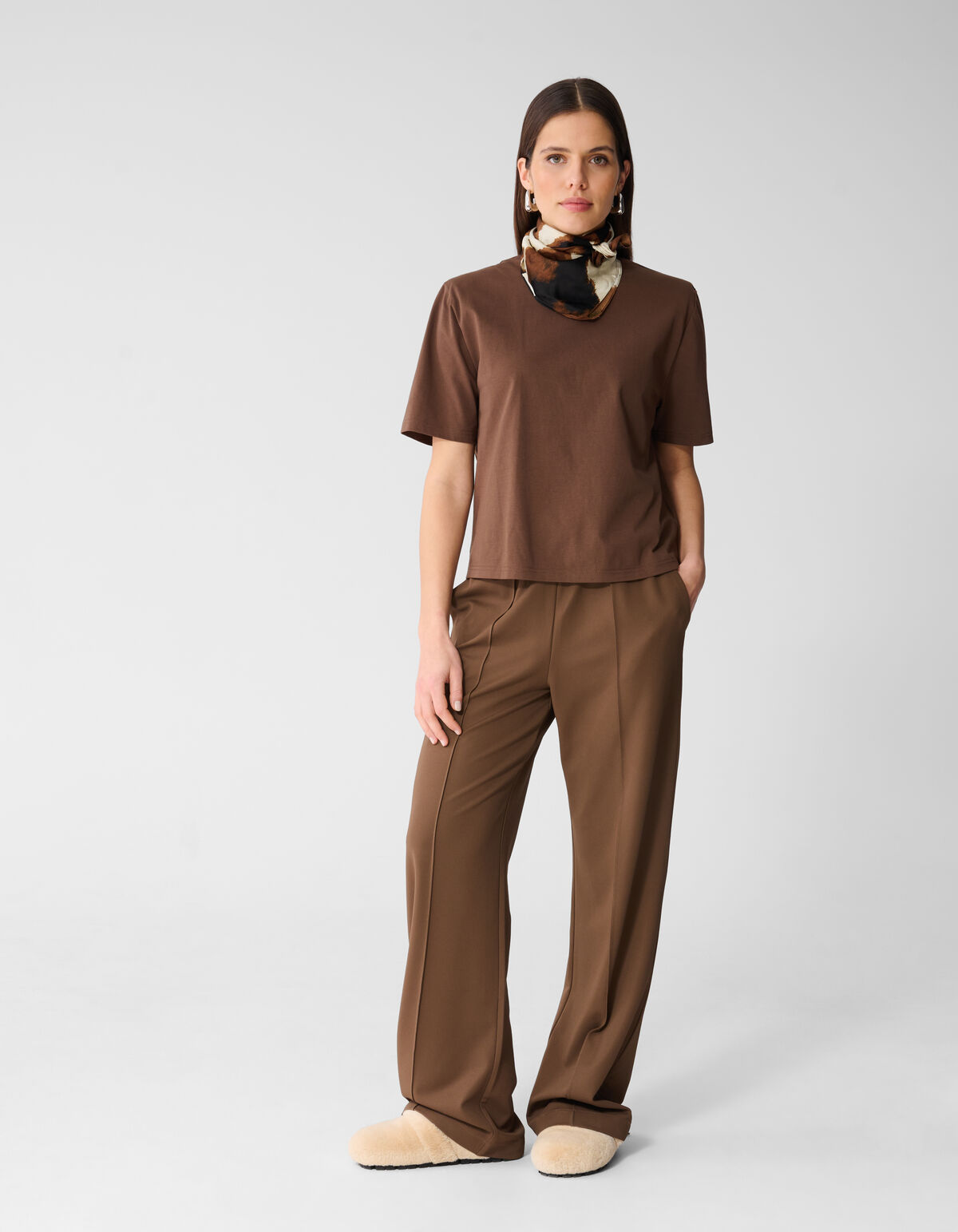 Basis Wide-Leg-Hose Braun SHOEBY WOMEN