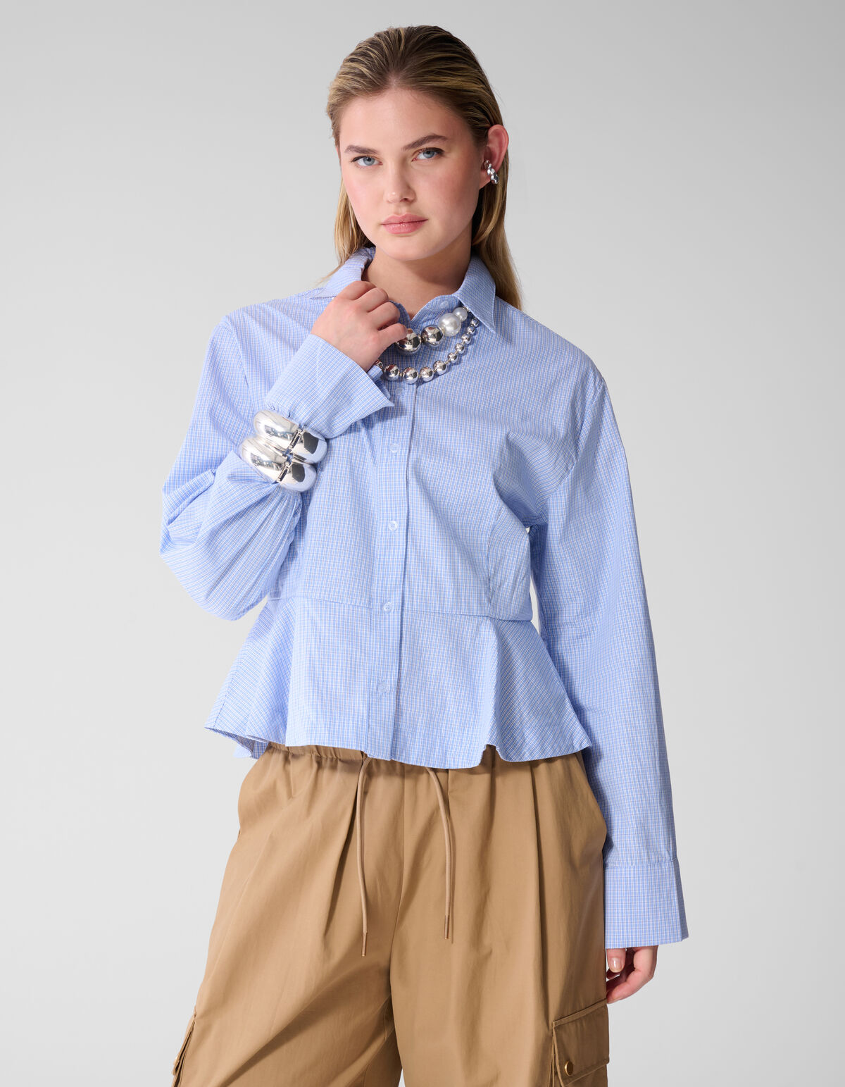 Popeline-Bluse mit Sch&ouml;&szlig;chen Blau SHOEBY WOMEN