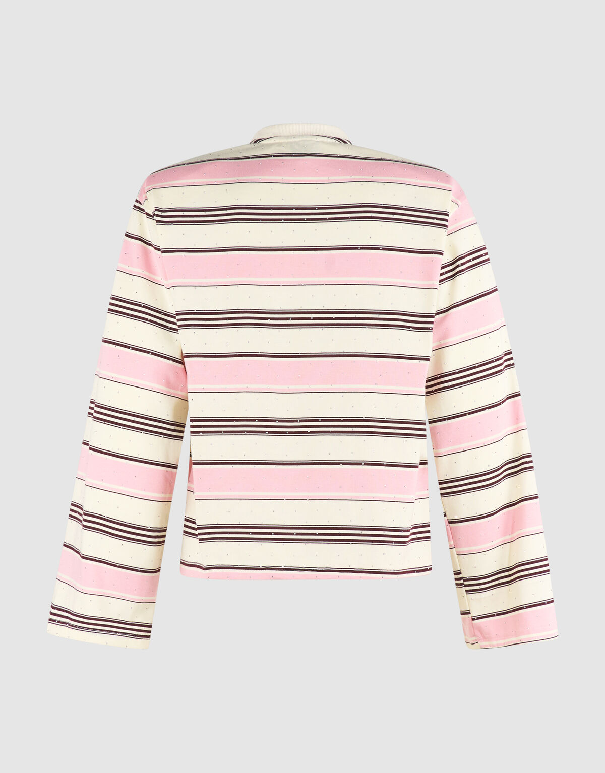 Gestreifte Strass-Langarmshirt Rosa SHOEBY WOMEN