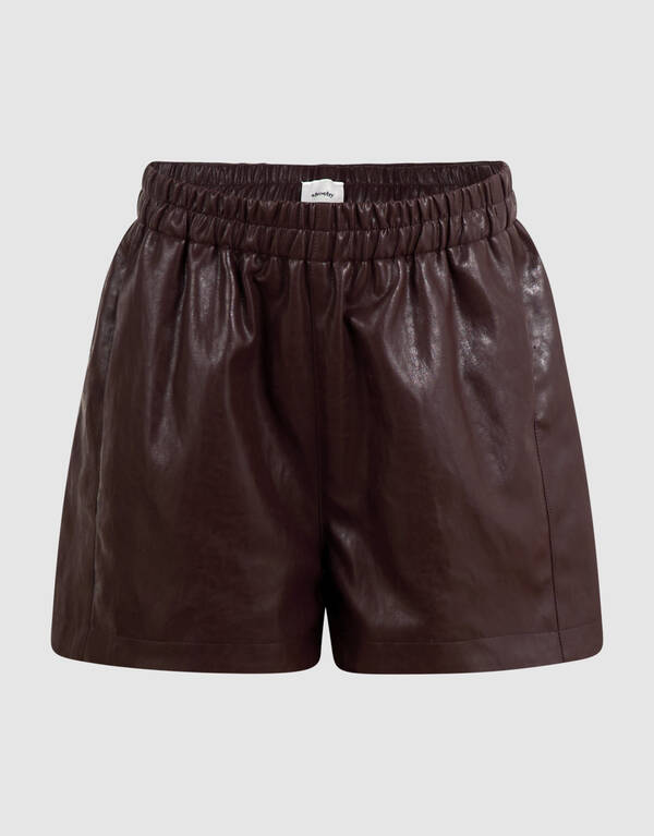 Vegane Ledershorts dunkelbraun SHOEBY GIRLS