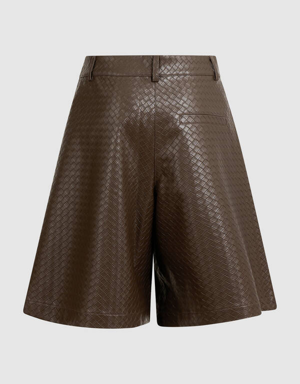 Vegane Leder-Shorts mit Flechtmuster Braun SHOEBY WOMEN