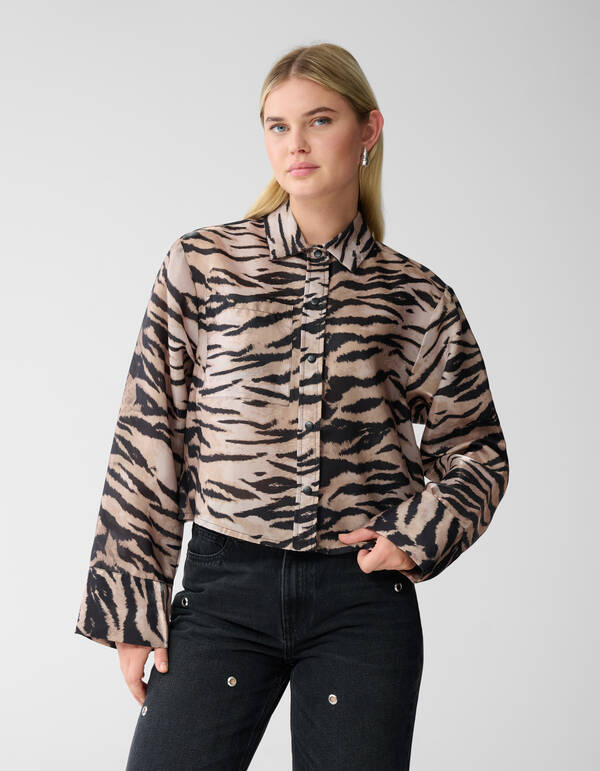 Cropped Tiger Bluse Braun SHOEBY WOMEN