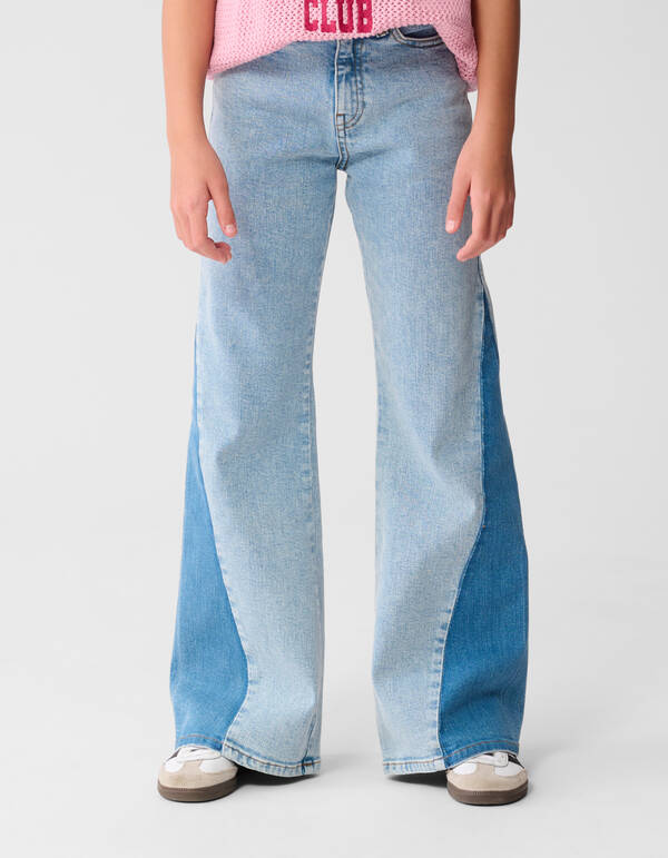 Zweifarbige, ausgestellte Jeans, gebleicht SHOEBY GIRLS