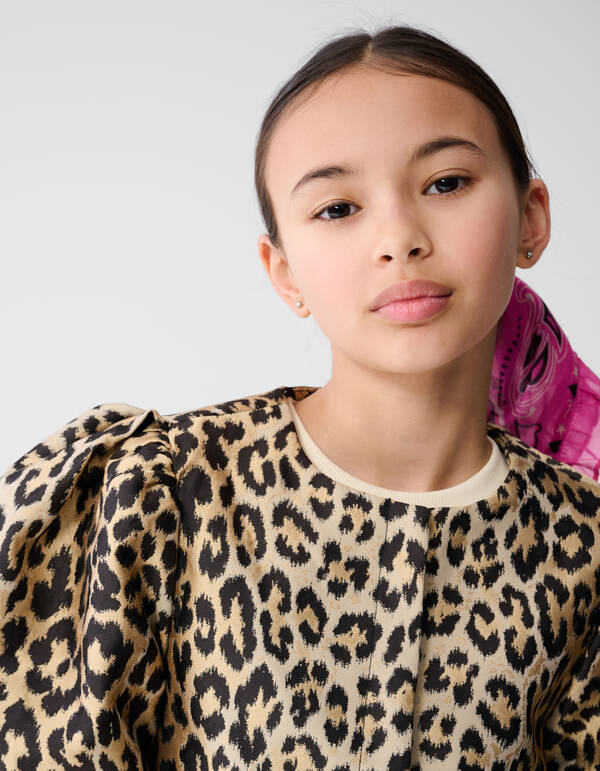 Leopard Puff&auml;rmel Blazer Hellbraun SHOEBY GIRLS