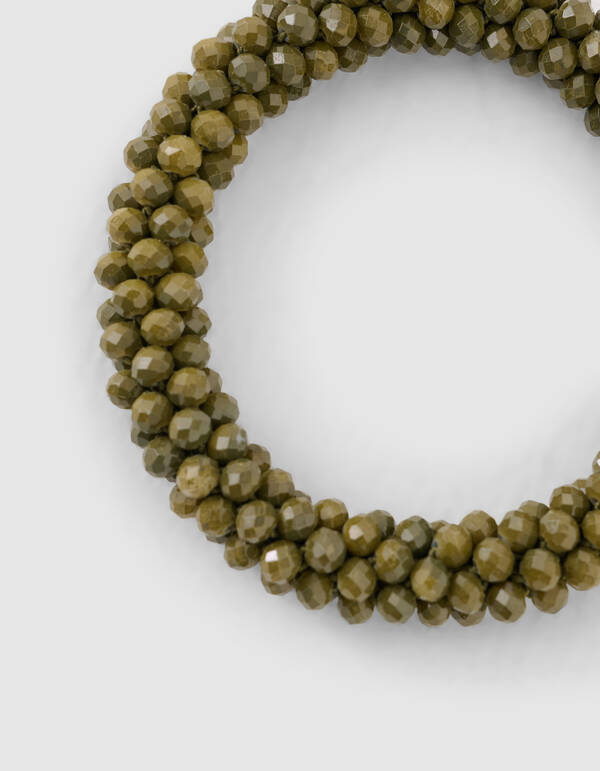 Perlenbesetztes Haargummi gr&uuml;n SHOEBY ACCESSOIRES