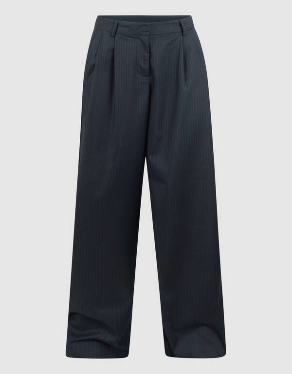 Nadelstreifen-Hose mit weitem Bein, dunkelblau SHOEBY WOMEN
