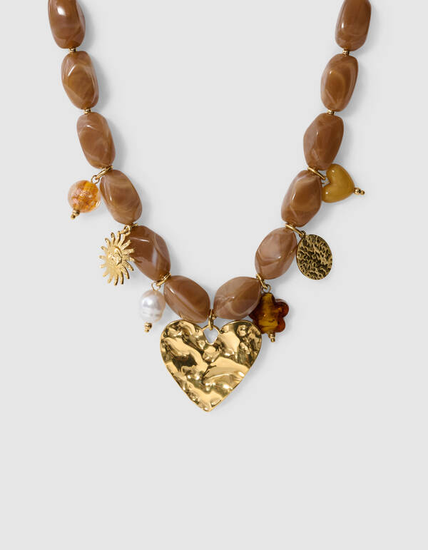 Beaded Charm Halskette Braun SHOEBY ACCESSOIRES