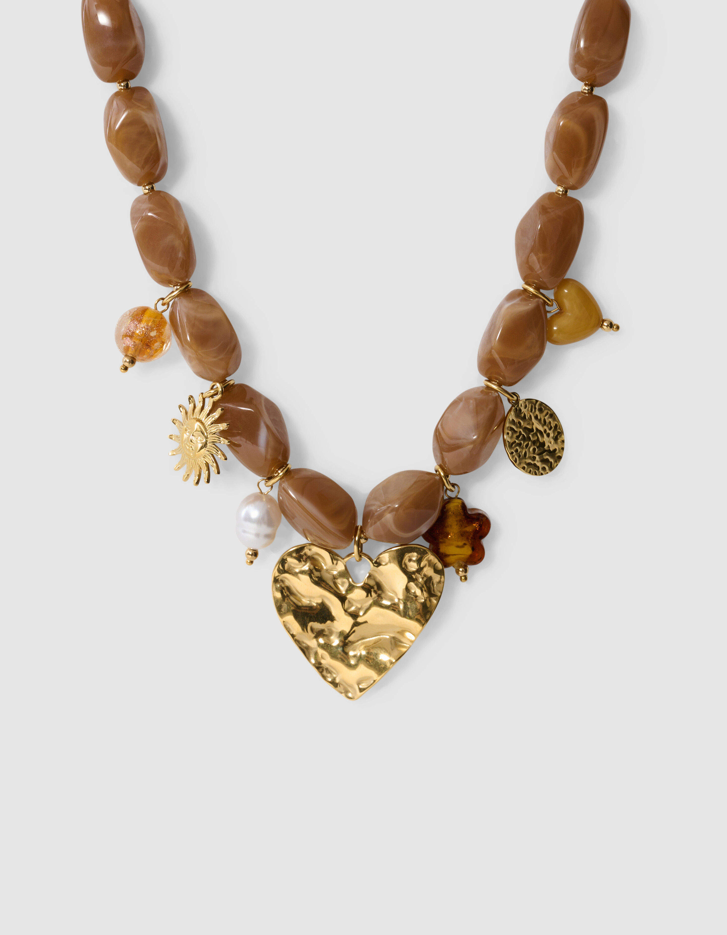 Beaded Charm Halskette Braun SHOEBY ACCESSOIRES