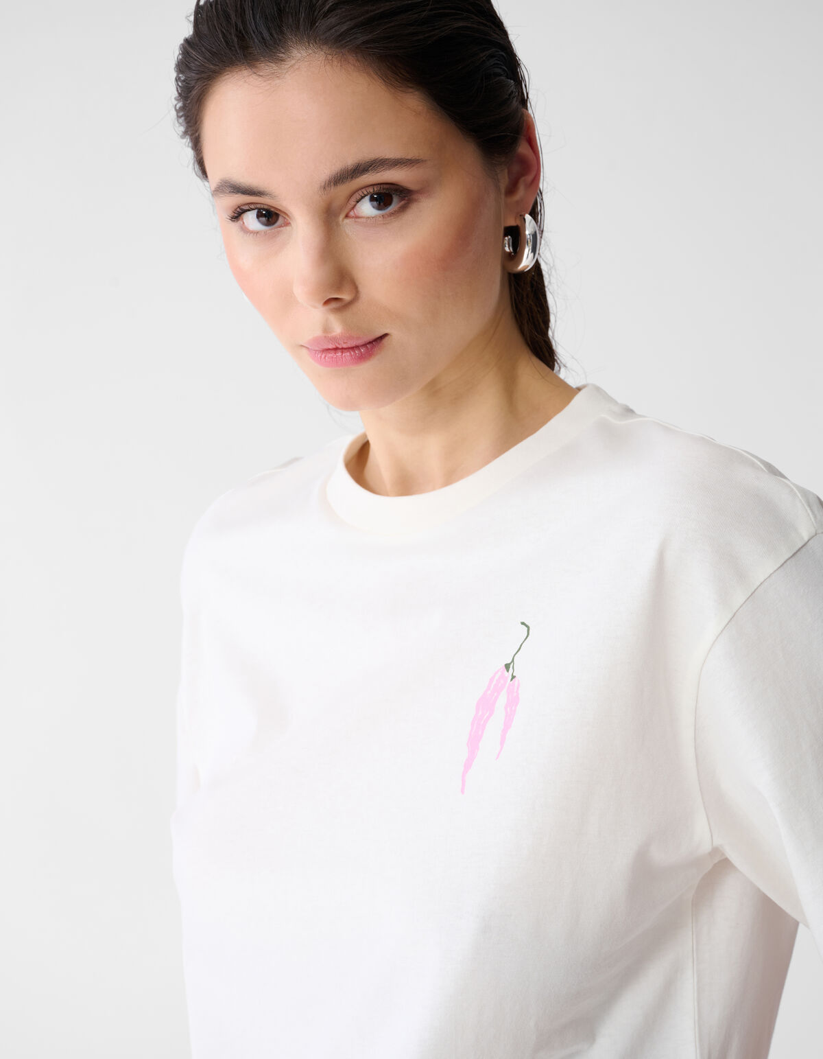 Pepper Artwork T-Shirt Gebrochen Wei&szlig; SHOEBY WOMEN