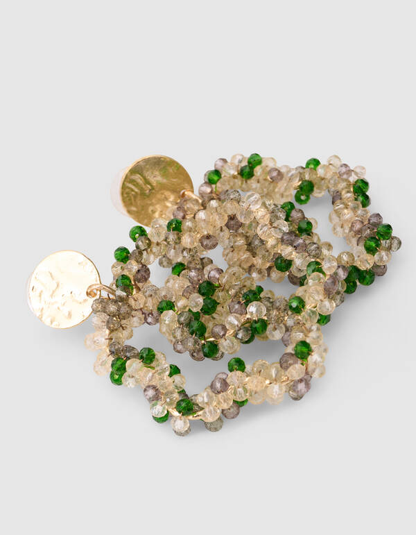 Mehrreihige Perlenohrringe Gr&uuml;n SHOEBY ACCESSOIRES