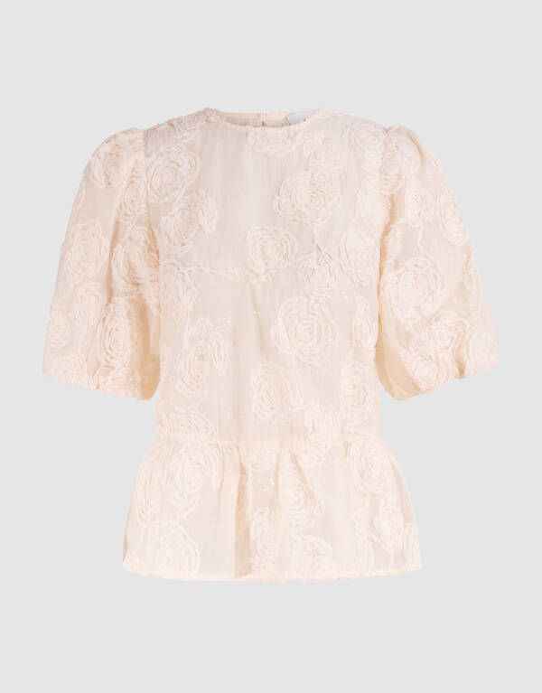 Gebl&uuml;mtes Pailletten-Top Off White SHOEBY WOMEN