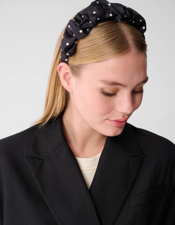 Polkadot gerafftes Haarband Schwarz SHOEBY ACCESSOIRES