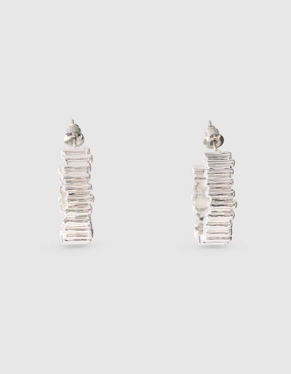 Striped Hoop Ohrringe Silber SHOEBY ACCESSOIRES