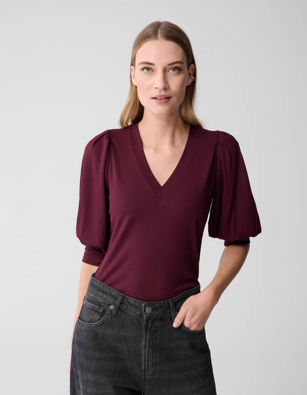 Rippstrick-Oberteil Dunkelrot SHOEBY WOMEN
