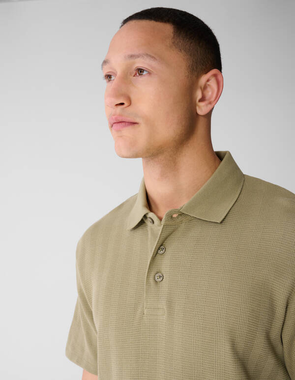 Waffelstreifen-Polo Khaki SHOEBY MEN