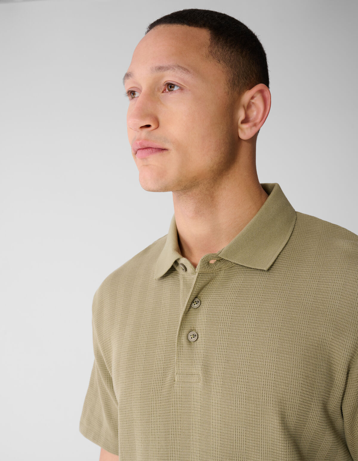 Waffelstreifen-Polo Khaki SHOEBY MEN