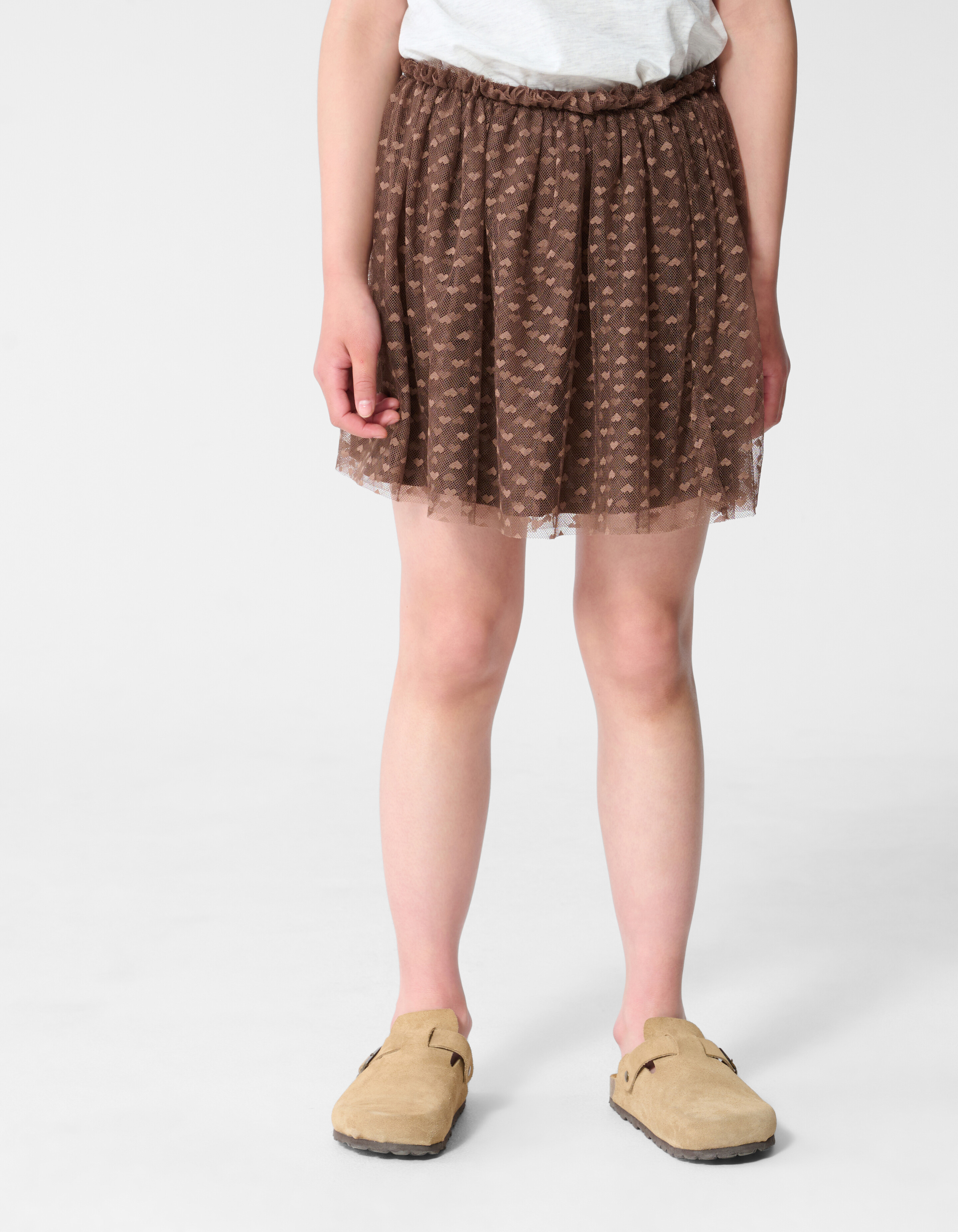 Mesh-Rock mit Herzmuster Braun SHOEBY GIRLS