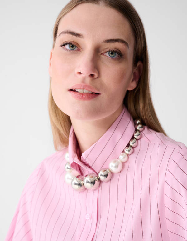 Popeline Nadelstreifen Kunstbluse Rosa SHOEBY WOMEN