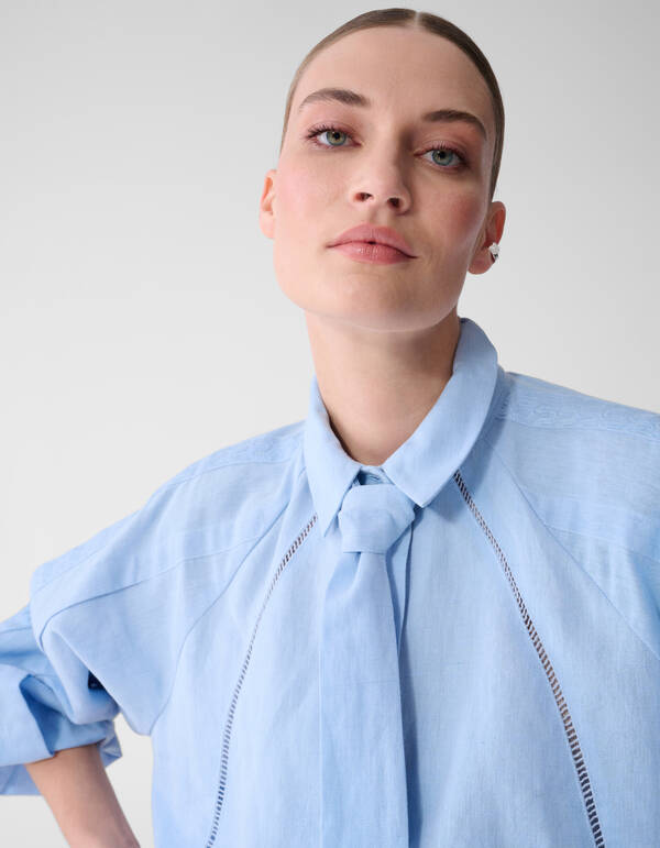 Plissierte Stickbluse Hellblau von Mieke SHOEBY WOMEN