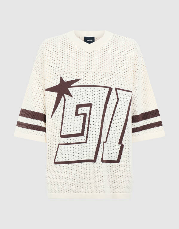 Sportliches Mesh-T-Shirt in Gebrochenwei&szlig; SHOEBY BOYS