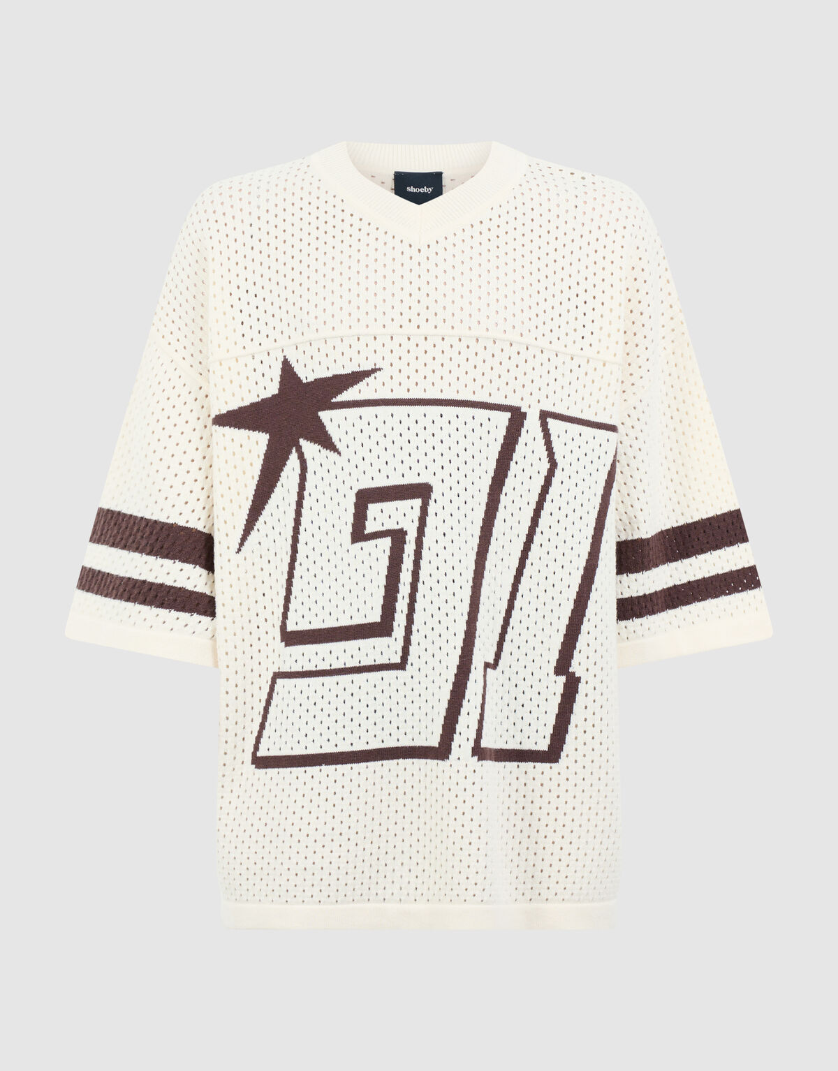 Sportliches Mesh-T-Shirt in Gebrochenwei&szlig; SHOEBY BOYS
