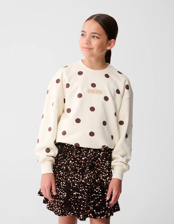 Polkadot-Pullover in gebrochenem Wei&szlig; SHOEBY GIRLS
