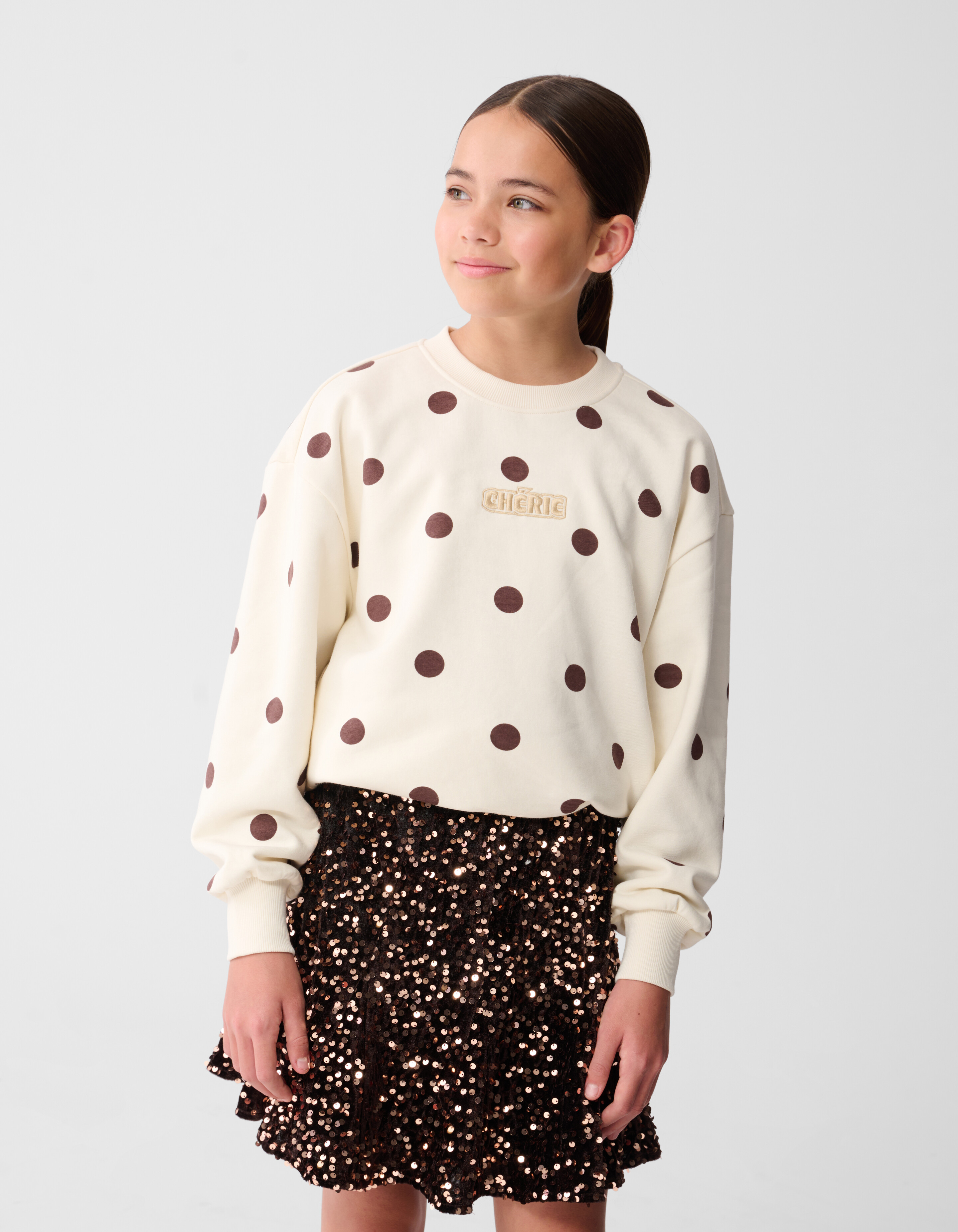 Polkadot-Pullover in gebrochenem Wei&szlig; SHOEBY GIRLS