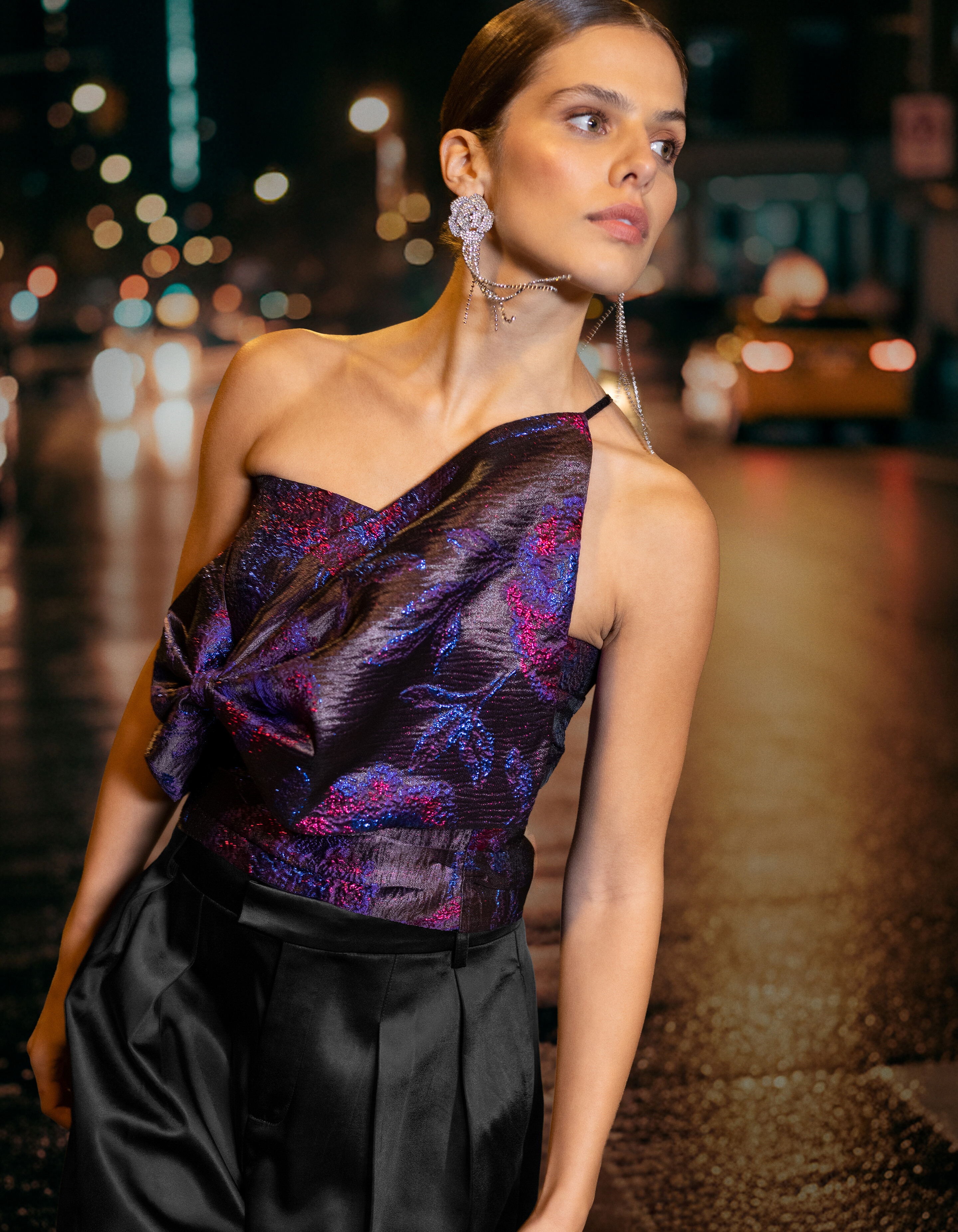 Jacquard-Stricktop Lila/Schwarz SHOEBY WOMEN