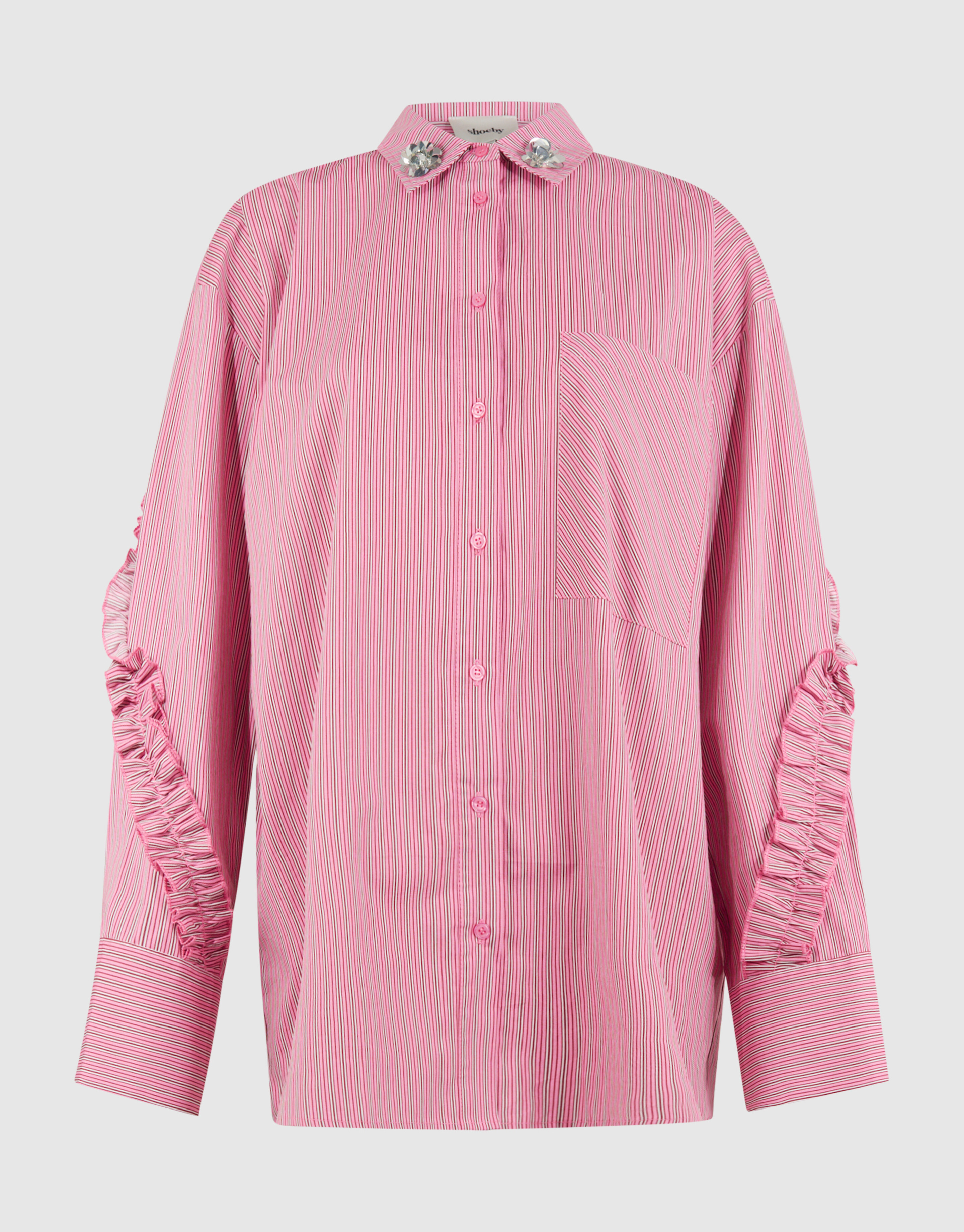 Oversized-Bluse mit Nadelstreifenmuster und Blumen SHOEBY WOMEN