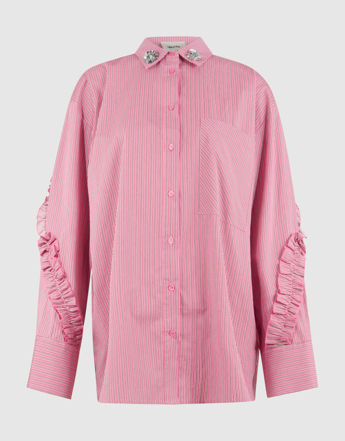 Oversized-Bluse mit Nadelstreifenmuster und Blumen SHOEBY WOMEN