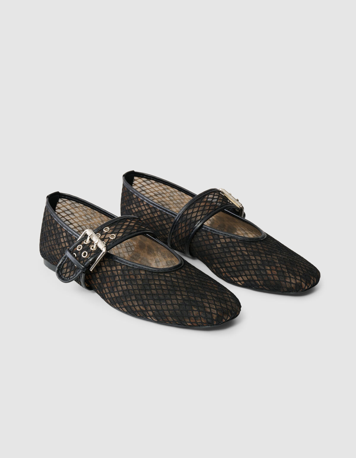 Leopard Mesh Ballerinas Schwarz/Braun SHOEBY SHOES