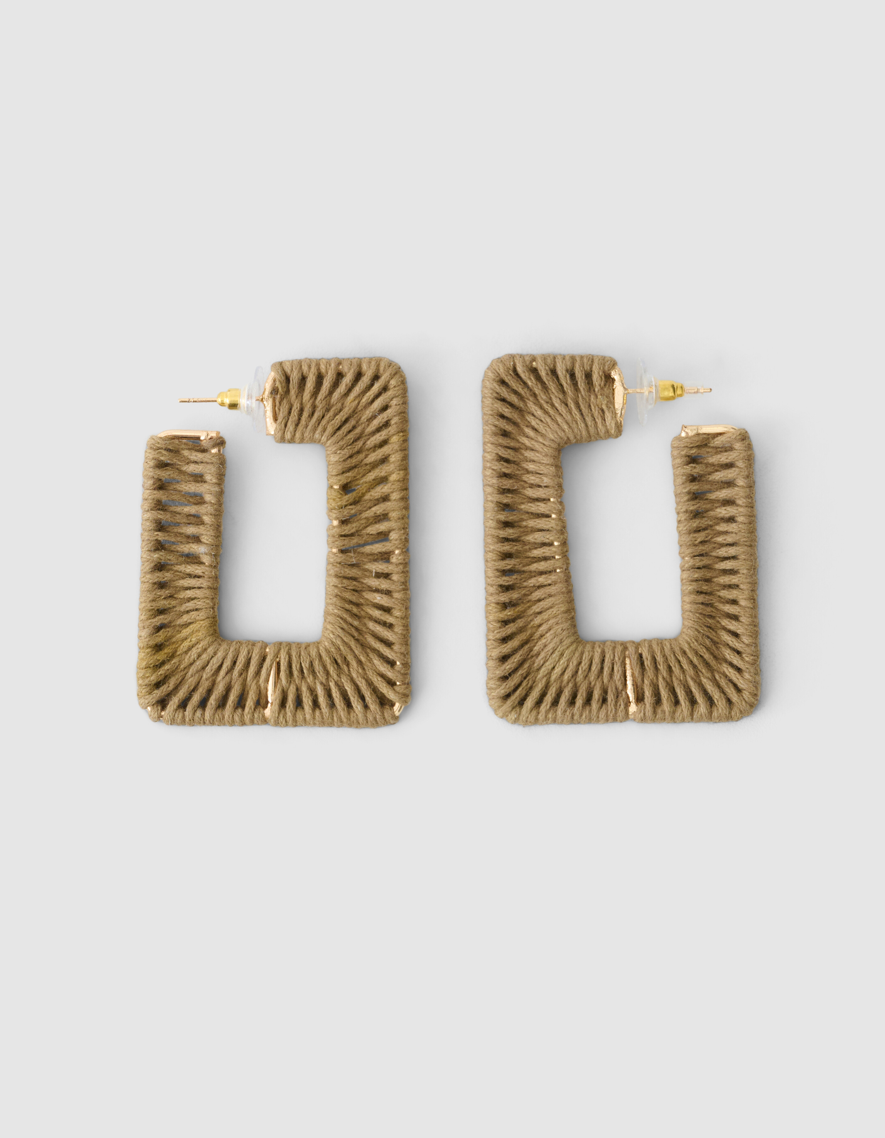 Quadratische Raffia-Ohrringe Gr&uuml;n SHOEBY ACCESSOIRES
