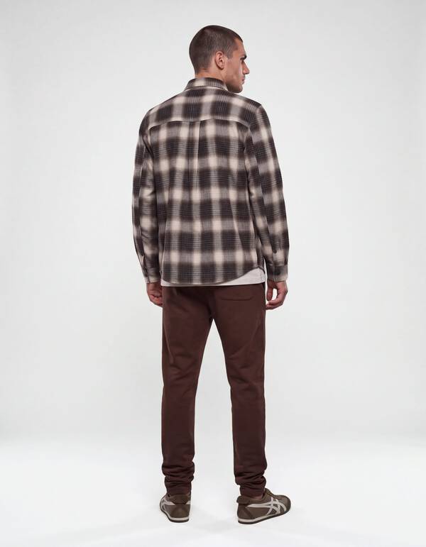 Hemd mit Karomuster in Relaxed Fit Dunkelbraun SHOEBY MEN