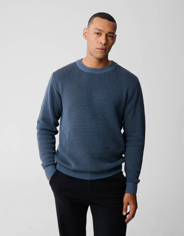 Geflochtener Strickpullover Blau SHOEBY MEN