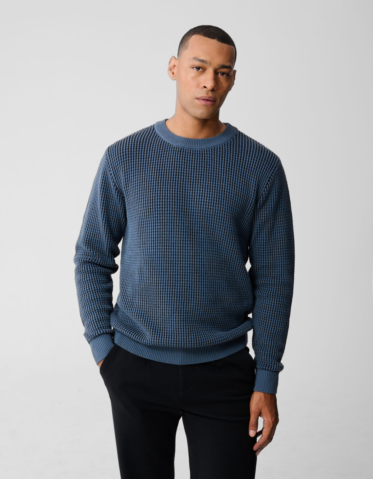 Geflochtener Strickpullover Blau SHOEBY MEN