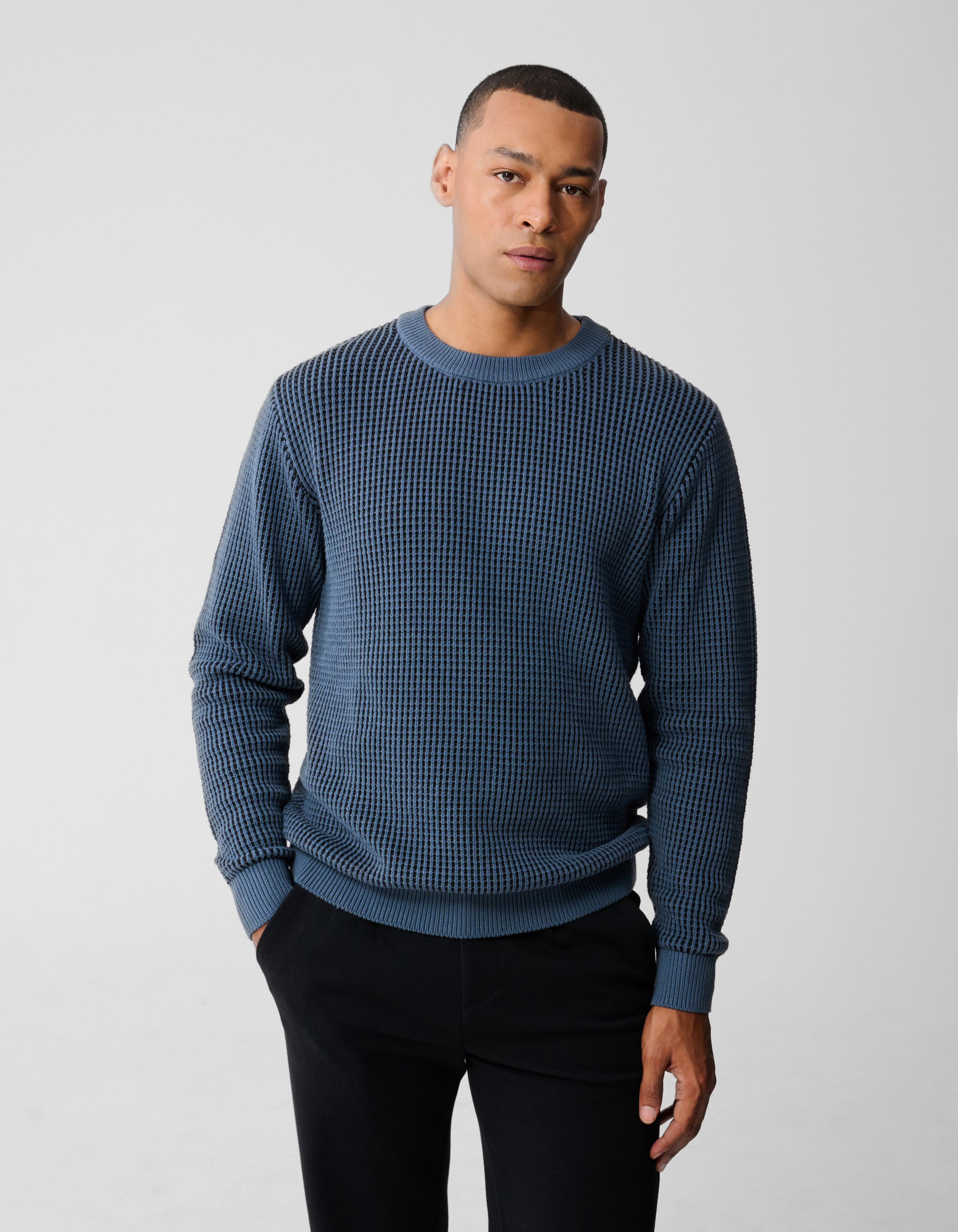 Geflochtener Strickpullover Blau SHOEBY MEN