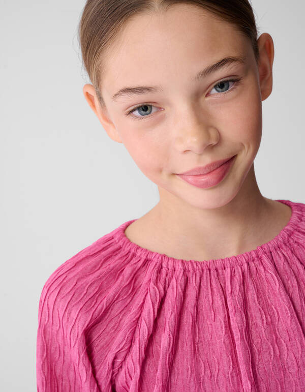 Wavy Struktur Longsleeve Top Rosa SHOEBY GIRLS