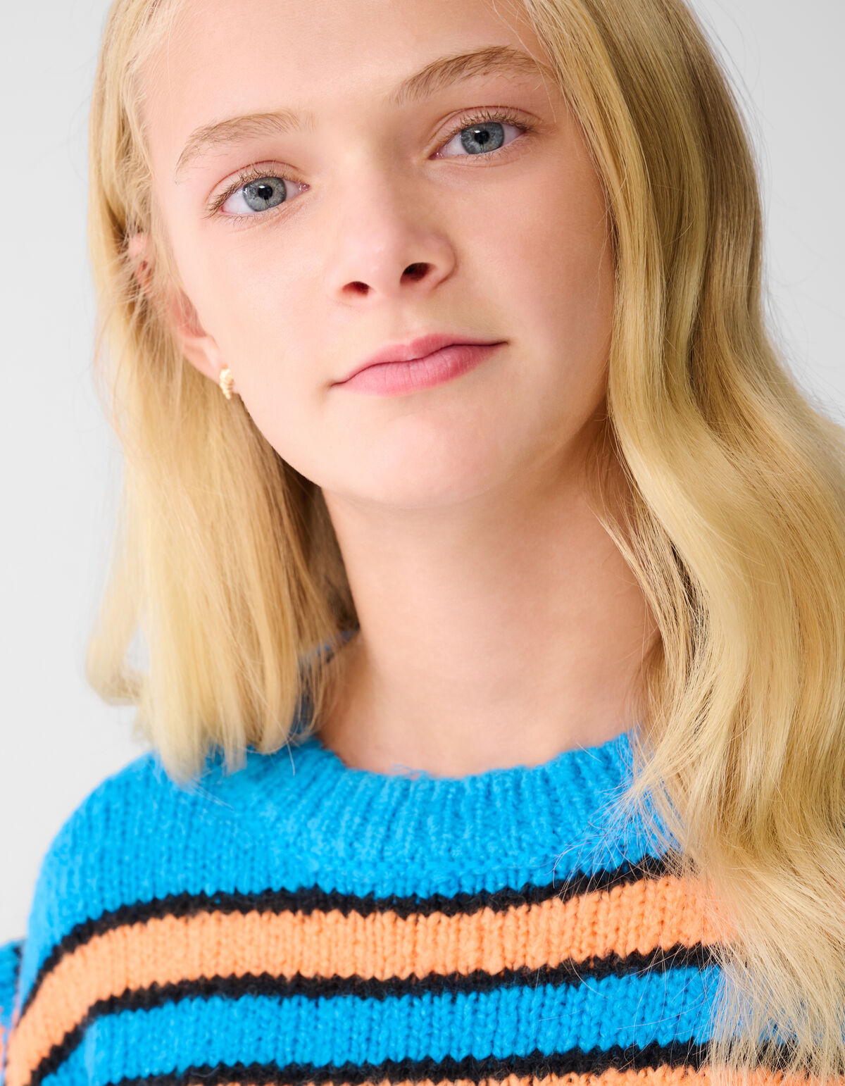 R&uuml;schestreifen Pullover Blau/Orange SHOEBY GIRLS