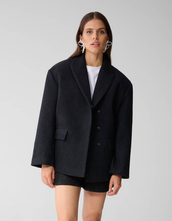 Wollen Cropped Jas Dunkelgrau SHOEBY WOMEN