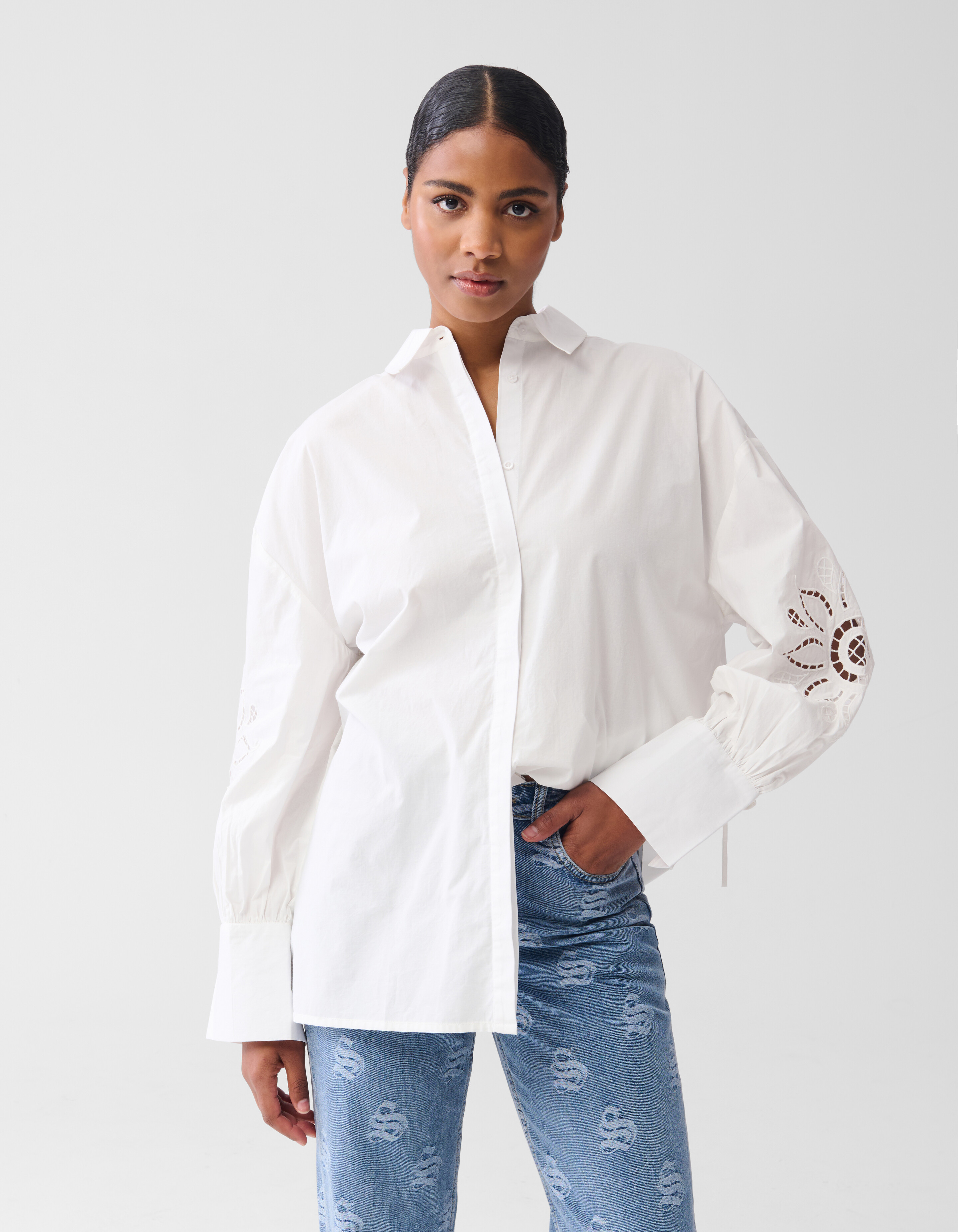 Stickerei-Bluse Weiß SHOEBY WOMEN