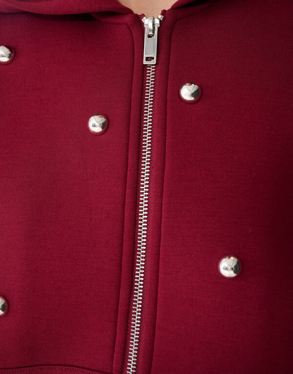 Oversize-Kapuzenweste mit Nieten, dunkelrot SHOEBY WOMEN