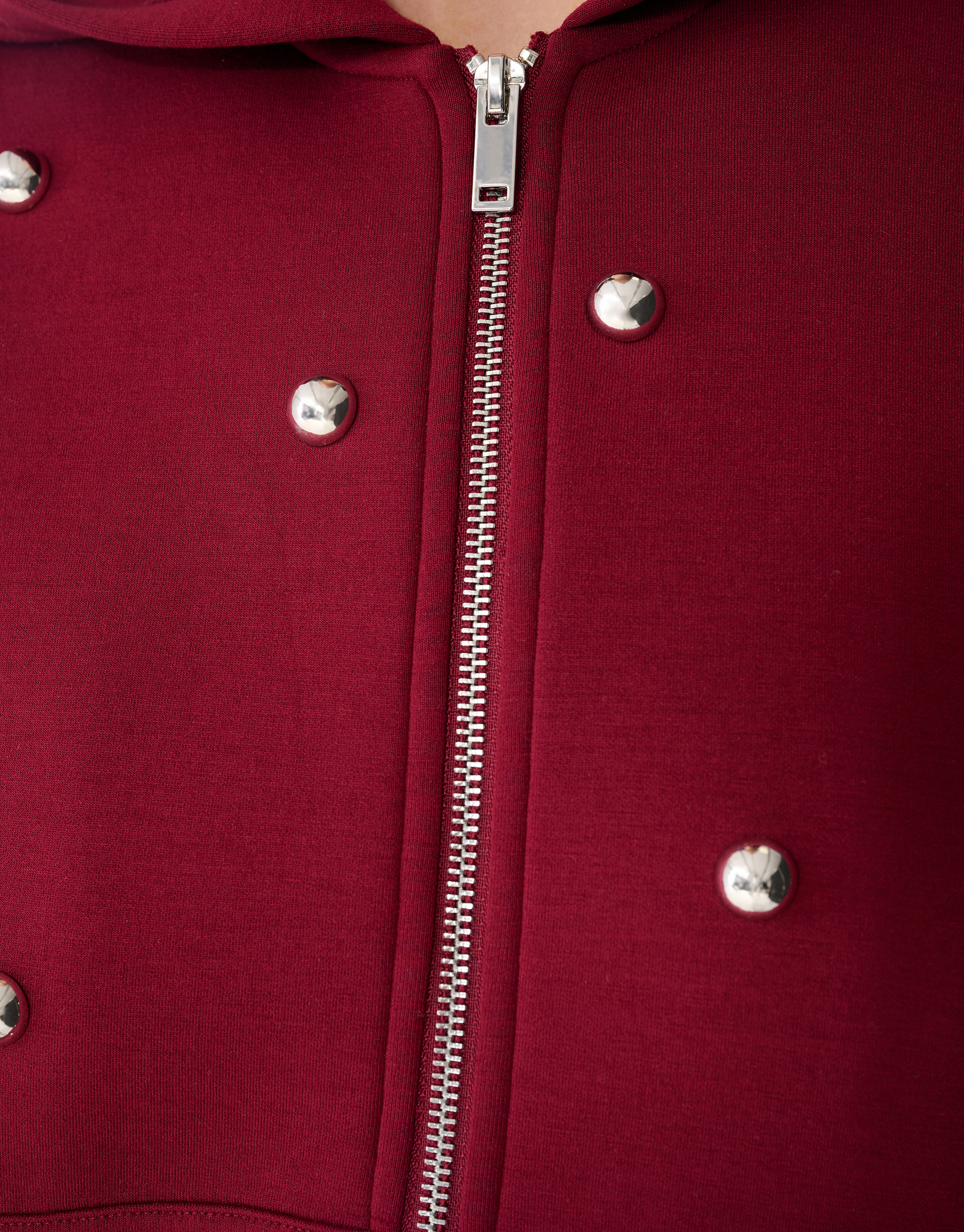 Oversize-Kapuzenweste mit Nieten, dunkelrot SHOEBY WOMEN