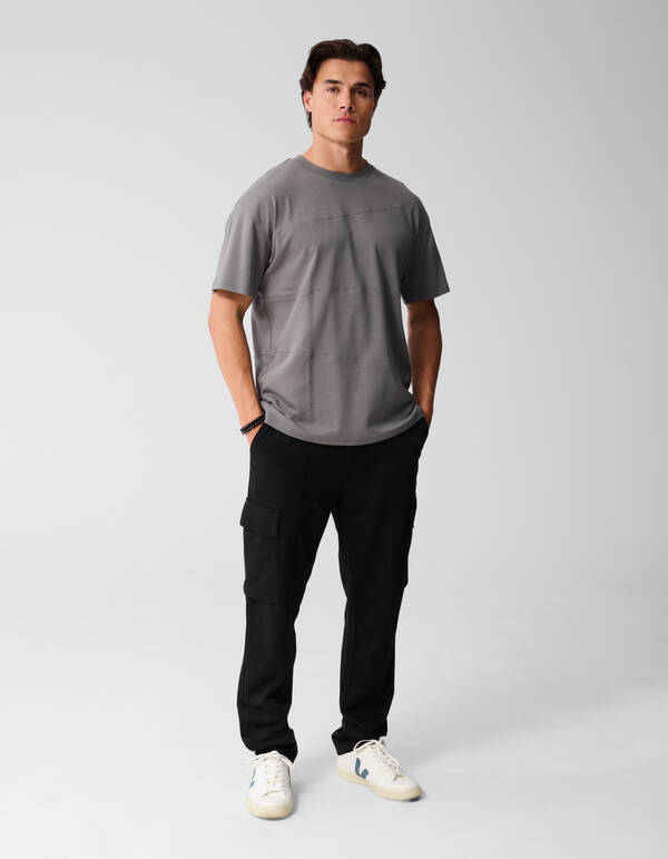 Mixed Lines Kunstwerk T-Shirt Dunkelgr&uuml;n SHOEBY MEN