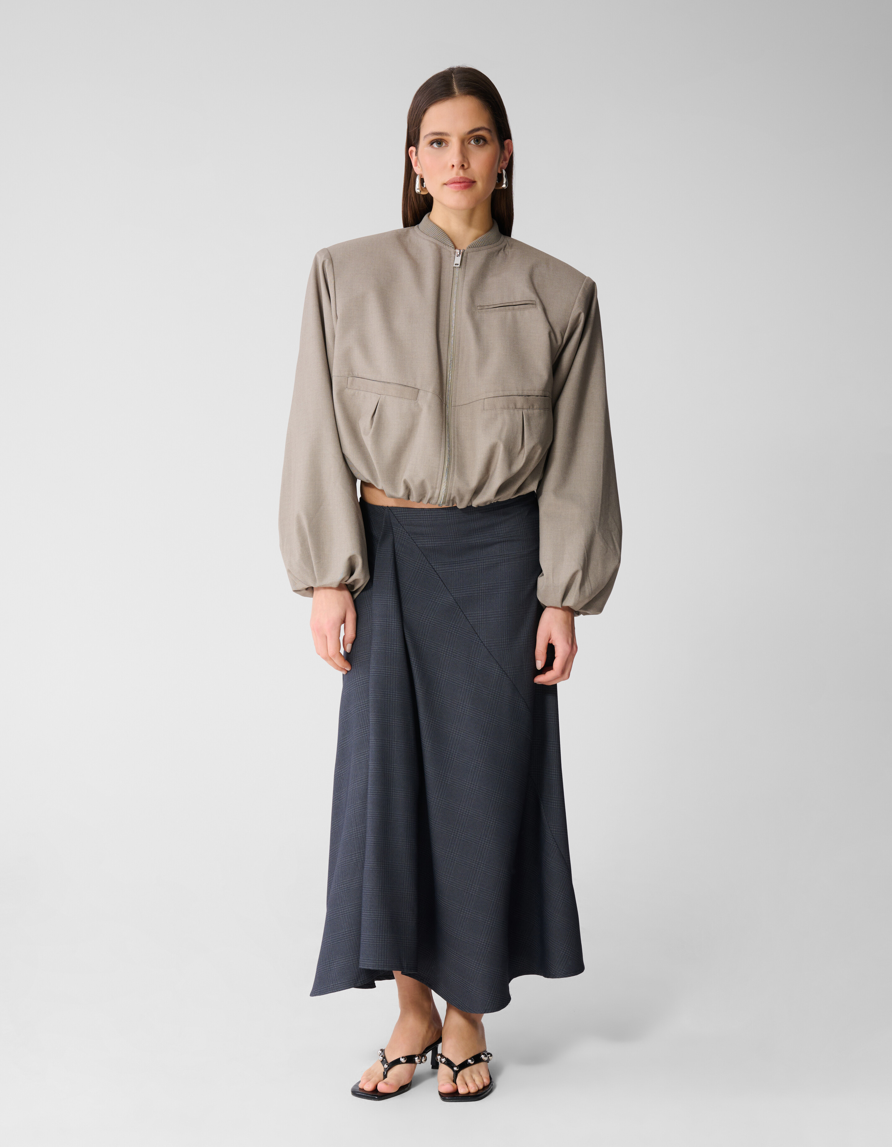 Maxirock mit Karomuster Dunkelgrau SHOEBY WOMEN