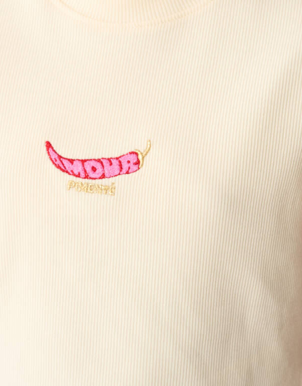 Rib Pepper Crop Top Gebrochenes Wei&szlig; SHOEBY GIRLS