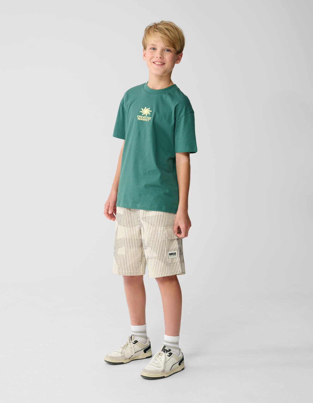 Waffle Stripe Short Off-White SHOEBY BOYS