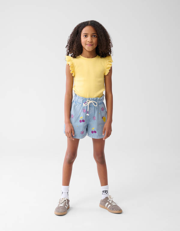Obst Kunstwerk Twill Short Blau SHOEBY GIRLS
