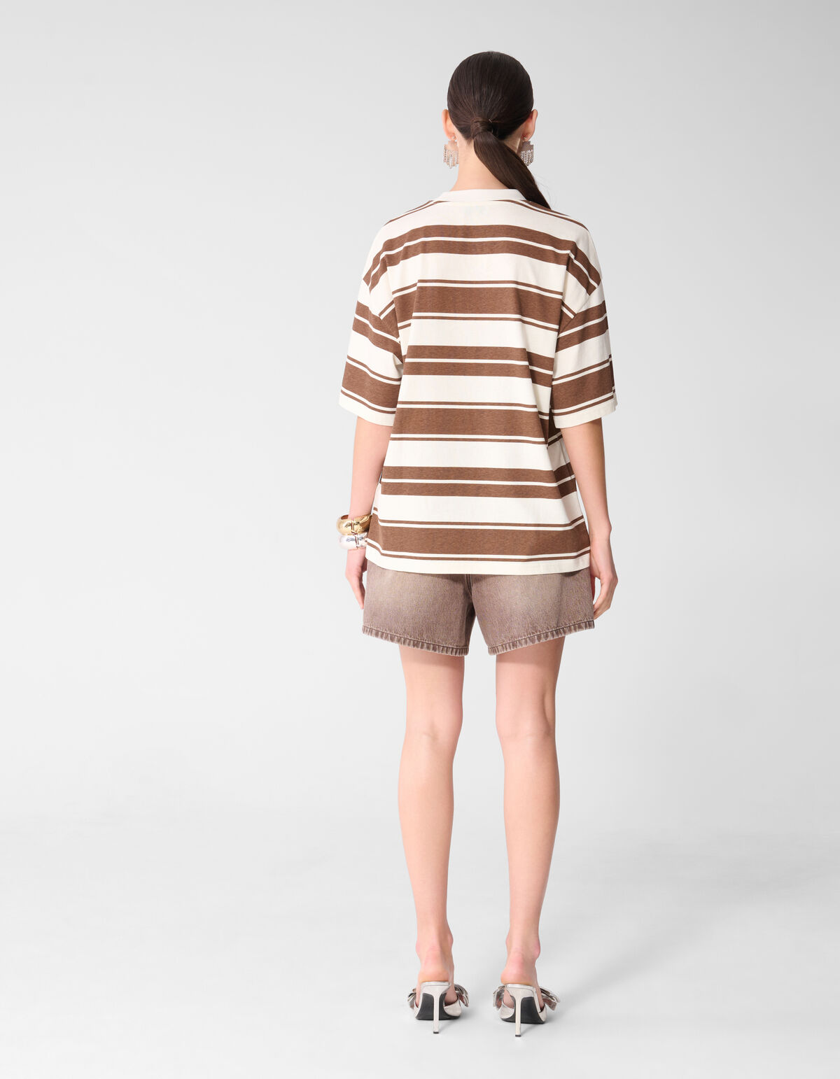 Gestreiftes Kunstwerk T-Shirt Braun SHOEBY WOMEN